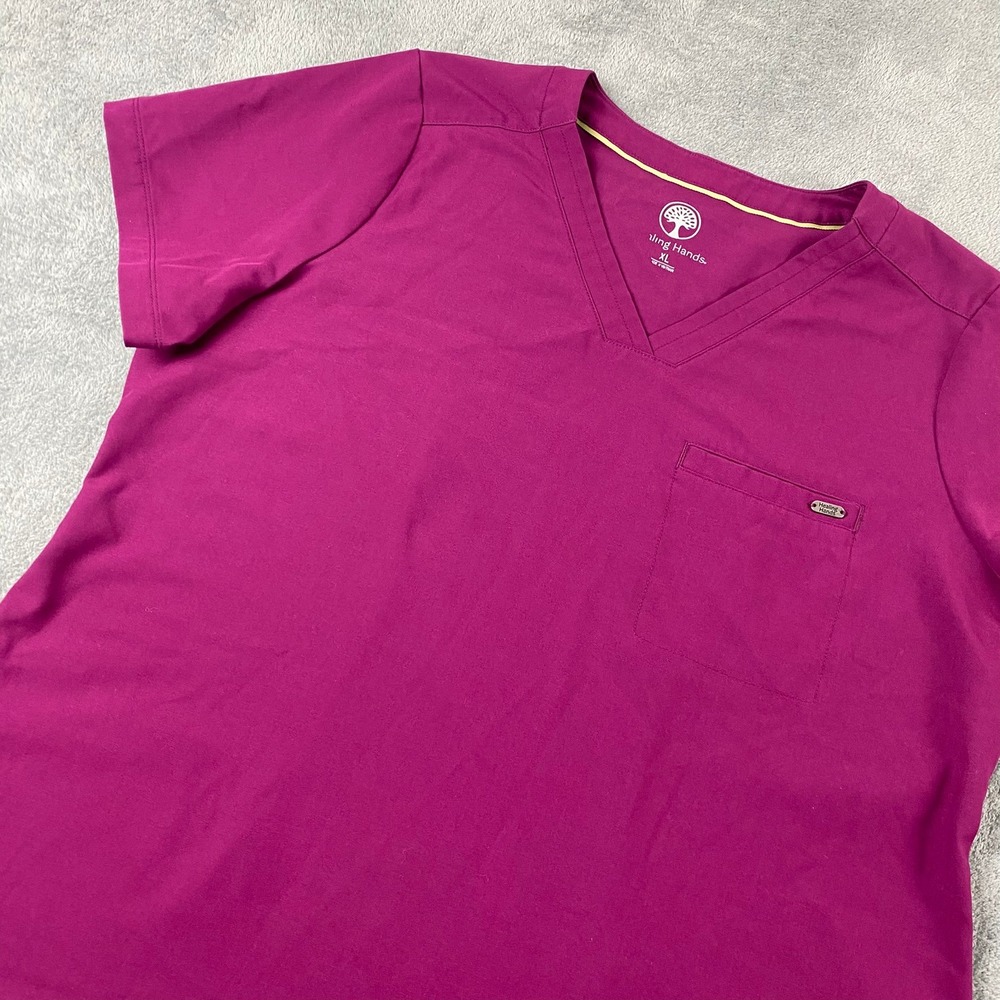 Healing Hands Women XL Scrub Top Purple Quest Collection V-Neck HH755